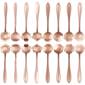 16 Pcs Teaspoon Tea Spoons, ESRISE Stainless Steel Coffee Dessert Spoon, Cute Demitasse Spoon for Drink Milkshake (Rose Gold)