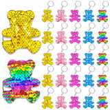 CiciBear 25 Pack Bear Sequin Keychains for Jungle Themed Party Favors, Bear Animal lover, Adults Birthday Gift, Party, 5 Colors