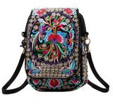 AWXZOM small Embroidered purse,Embroidered cell phone crossbody bag Coin Purse mexican purse Vintage wallet small crossbody cell