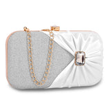 Adisa Studded Formal Party Clutch With Gold Chain For Women And Girls (Cl107-Sil),Silver,,B0CW1MTQZP