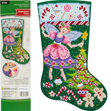 Bucilla 89320E Felt Applique Gem Dots Stocking Kit, Sugarplum Fairy, 18