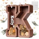 Summidate Wooden Letter Piggy Bank, Extra Thick Large Capacity Piggy Bank for Kids Boys Girls Toddler, Alphabet K Money Bank| Co