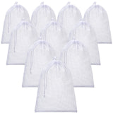 TecUnite 10 Pcs Mesh Bags Drawstring Laundry Bags Large Nylon Mesh Gift Dishwasher Bag with Sliding Drawstring for Kitchen Jewel
