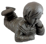Emsco Group 92246 Day Dreaming Boy Statue Natural Appearance Made of Resin Lightweight 16 Height Garden, BRONZE