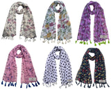 Fusfus WomenS Printed Chiffon Scarves And Stoles, Free Size(Multicolour, Fs2492) Pack Of 6 (Multicolor3)