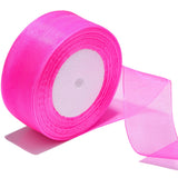 Bsikon 1-1/2 Inch Sheer Organza Ribbon 50 Yards Hot Pink Chiffon Ribbon for Gift Wrapping,Bouquets,Wedding,DIY Craft