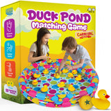 Gamie Duck Pond Matching Carnival Game for Kids, 36 x 6 Inflatable Pool & 20 Plastic Ducks with Numbers, Water Outdoor Game for 
