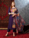 Anni Designer Women'S Cotton Blend Printed Straight Kurta With Pant & Dupatta (Gaazi-Begani-Jl_L_Violet_Large),Violet,L,,,