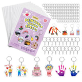 Ayfjovs 132 PCS Printable Shrink Paper Keychain Kit, Includes 12 Sheets White Printable Shrink Papers, 100 Jump Rings, 20 Key Ri