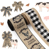 ALIBBON 2 Rolls 2.55 Yd Farmhouse Animals Ribbon Black White Buffalo Plaid Wired Ribbon Farm Fresh Fabric Ribbon for Farmhou