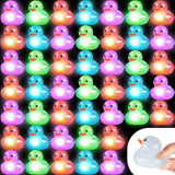 Deekin 48 Pcs LED Light Up Rubber Duck 2'' Mix Color Cute Small Ducks Glow Toy for Duck Birthday Party Baby Shower Supplies Part