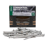 Huttig-Grip 3-1/2 in Framing Common Nail 16d Size, Outdoor Galvanized Finish, 1 lb Pack of 47 Nails