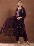 Libas Women'S Silk Blend Kurta Set (Gs1019 Burgundy L