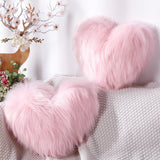 Maitys 2 Pieces Heart Shaped Pillows Faux Fur Throw Fluffy Cute Soft Throw Pillows Decorative with Insert for Bedroom Living Roo