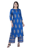Anni Designer Women'S Rayon Straight Kurta With Palzoo Set Blue,Blue,M,Rayon,Regular,kurta