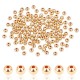 PH PandaHall 5mm 14K Gold Plated Beads, 150pcs Smooth Round Bead Long-Lasting Plated Small Spacers Seamless Ball Beads for Summe