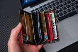 HAPUTDY RFID Metal Blocking Credit Card Holder/Travel Wallet/Protective Case (7 Cards Rose gold)