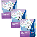 Avery Write & Erase Pocket Plastic Dividers for 3 Ring Binders, 8 Tab Sets, Multicolor, Works with Sheet Protectors, 3 Sets (317