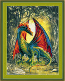 RIOLIS 0057 PT Forest Dragon Counted Cross Stitch Kit 11 x 15 Zweigart 14ct. AIDA with Preprinted Background 21 Colors