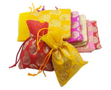 brown leaf Royal Premium Cary Design Multicolor Small 6.5X4.5 inch Potli Bags Pouch Best for Wedding Anniversary Party Supply Re