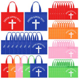 Sweetude 50 Pcs Jesus Loves You Non Woven Bags Bulk Christian Religious Gift Bag Reusable Goodie Treat Bags with Handles for Kid