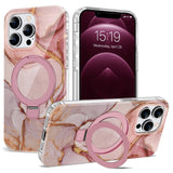 ETPESOK Compatible with iPhone 12 Pro Max Case Marble Pattern with Magnetic Ring Stand [Compatible with Mag-Safe] TPU Protective