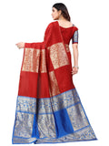 Satrani Womens Banarasi Silk Blend Saree (2536S106N_Red & Golden)