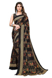 Yashika Womens Purple Georgette Print Fashion Saree With Blouse Black 07 One size-New