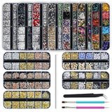 Artdone 12 boxes Nail Rhinestones,Nail Gems Nail Diamonds,Nail Art Studs Nail Crystals Nail Sequins for Nails Kit with 1 Tweezer