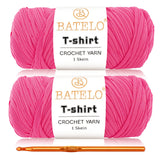 BATELO 2 Pack Crochet T-Shirt Yarn for Beginner Bags/Basket/Coaster, Thick Polyester Fabric (Light Rose Pink) 400g/144yds