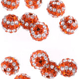 RUBYCA Stripes Czech Crystal Disco Ball Clay Beads fit Shamballa Jewelry (50pcs, 10mm, Orange)