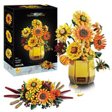 Sosuy 2-in-1 Sunflower Building Blocks Sets, 1328pcs Flower Floral Bouquet or Vase, STEM Toys for Girls Women 14+, Art Home Deco