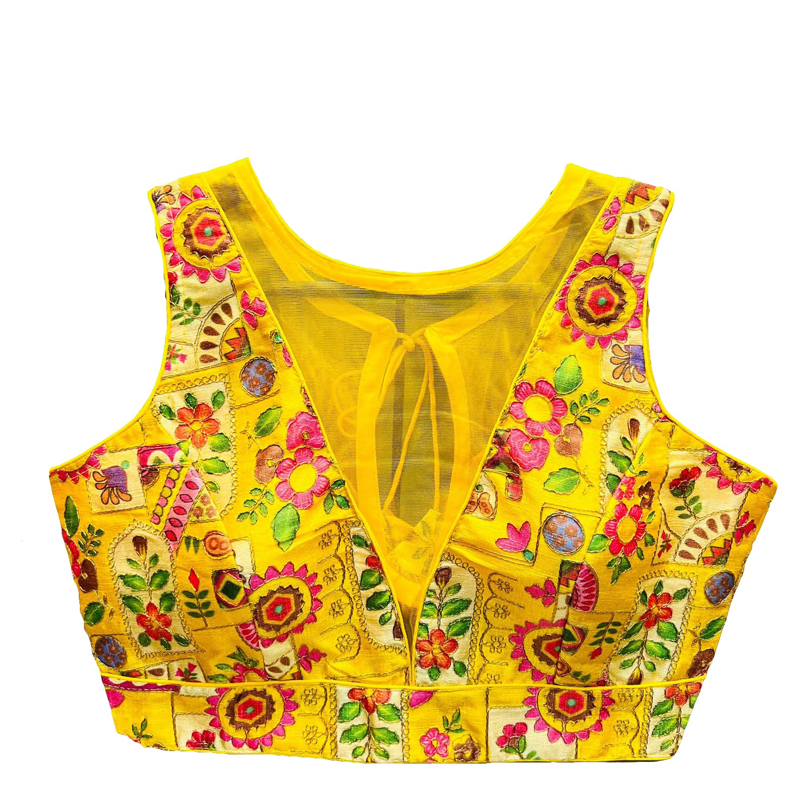 Vihu Fashion Women's Phanotm Silk Floral Sleeveless Saree Blouse