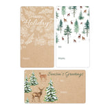 Woodland Deer Christmas Gift Tags, Green Trees, White Pine Cones on Kraft Gift Wrap Tags, Peel and Stick Christmas Gift Tags - 4