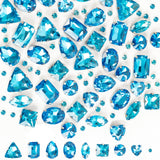 Sew on Rhinestones, 180pcs Blue Rhinestones Mix Shapes Sew on Glass Rhinestone Gems with Prongsfor Crafts, Clothes, Costume, Sho