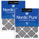 Nordic Pure 18x25x1 (17 1/2 x 24 1/2 x 3/4) Furnace Air Filters MERV 12 Pleated Plus Carbon 2 Pack
