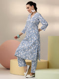 Libas Womens Printed Viscose Co-Ord Set For Women Grey L