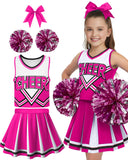 JenPen Cheerleader Costume for Girls, 5 Pieces Cheerleading Outfits for Toddlers Kids Girls Cheer Uniform, 3-9 Years(5-7 Years,R