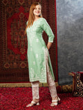 Gosriki Women'S Rayon Blend Straight Chikankari Embroidered Kurta (Victoria Green-Jl-Gs_4Xl_Green_Xxxx-Large),Green,4,B0D73XXSVR
