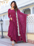 Wedani Georgette Sequins Work Anarkali Kurta Set For Women,ONION,L,Georgette,Anarkali,