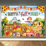 LDWLYW Fall Pumpkin Patch Backdrop Banner Large Happy Fall Backdrop Banners for Inside Outside Kids Autumn Harvest Pumpkin Patch