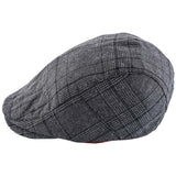 The Tie Hub Grey Black Checked Flat Cap For Men Stylish Newsboy Cap Cotton Blend Hat Vintage Smart Casual Everyday Wear