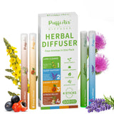 PUFFIAIR 4-Pack Herbal Diffuser Pen | Clean Botanical Aromatherapy Pens with 4 Variety Scents | Cool Mint & Herbal Fragrances | 