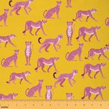 Cartoon Pink Cheetah Fabric by The Yard Jungle Wild African Animals Decor Fabrics for Sewing Lovers Cute Leopard Simple Yellow P
