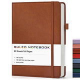 Lined Journal Notebook, A5 Hardcover Leather Journals for Writing, 160 Numbered Pages, 5.7'' x 8.3'' Journaling Notebooks for Me