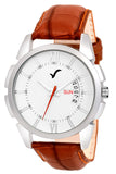Wrightrack Leather Analogue Men'S & Boy'S Watch (White Dial Brown Colored Strap)