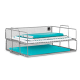 Mindspace 2 Tier Stackable Letter Tray | Paper Tray Desk Organizer | The Mesh Collection, Silver
