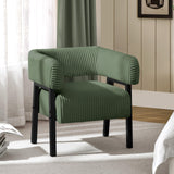 Yaheetech Corduroy Barrel Accent Chair, Modern Upholstered Armchair with Solid Wood Legs, Cozy Leisure Chair with Pocket Coiled 