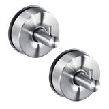 JOMOLA Brushed Stainless Steel Shower & Bathroom Hooks - No Drill Adhesive-Free Suction Cup Hardware, Rustproof Waterproof Metal