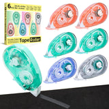 SAKEYR 6 Pack Double Sided Tape Roller, Scrapbook Supplies, Glue Tape for Crafts, 0.33in x 26.25ft Scrapbook Tape, Journaling Su